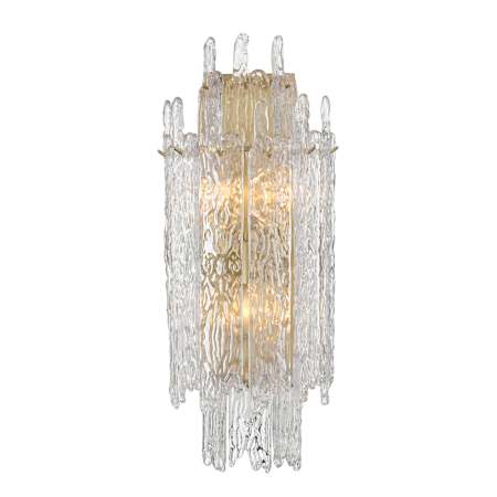 Crystorama Lighting Group Ackerly 3 Light 20" Tall Wall Sconce with Ice Glass Shade Aged Brass