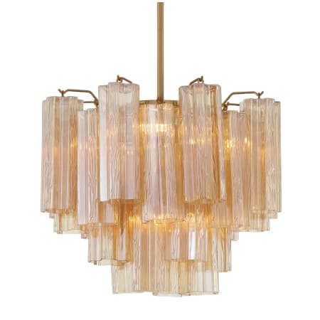 Crystorama Lighting Group Addis 4 Light 18" Wide Waterfall Chandelier with Amber Glass Shades Aged Brass