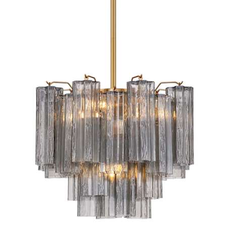 Crystorama Lighting Group Addis 4 Light 18" Wide Chandelier with Smoke Tronchi Glass Aged Brass