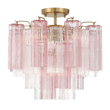 Crystorama Lighting Group Addis 4 Light 18" Wide Semi-flush Ceiling Fixture with Spring Tronchi Glass Aged Brass