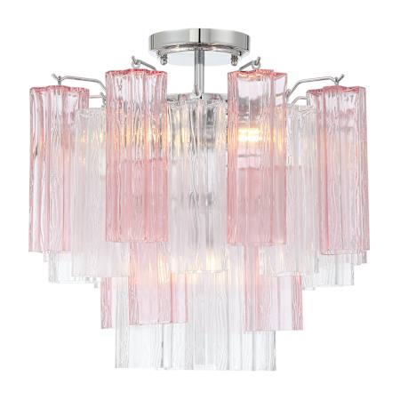 Crystorama Lighting Group Addis 4 Light 18" Wide Semi-flush Ceiling Fixture with Spring Tronchi Glass Polished Chrome