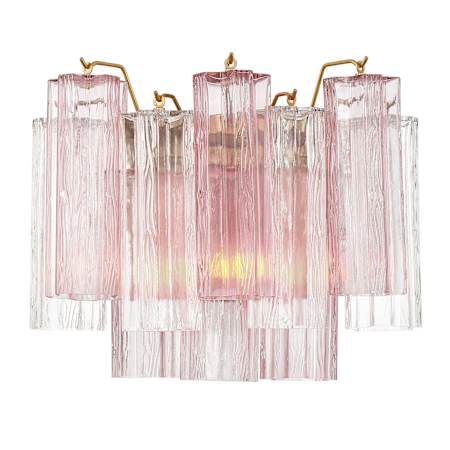 Crystorama Lighting Group Addis 2 Light 12" Tall Wall Sconce with Spring Tronchi Glass Aged Brass