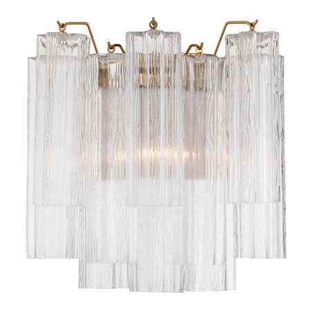 Crystorama Lighting Group Addis 2 Light 15" Tall Wall Sconce with Clear Tronchi Glass Shade Aged Brass
