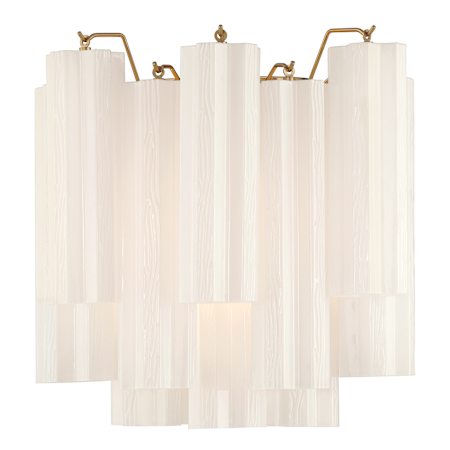 Crystorama Lighting Group Addis 2 Light 15" Tall Wall Sconce with Frosted Tronchi Glass Shade Aged Brass