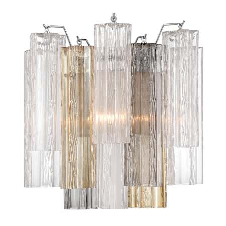 Crystorama Lighting Group Addis 2 Light 15" Tall Wall Sconce with Autumn Tronchi Glass Shade Polished Chrome