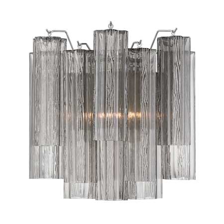 Crystorama Lighting Group Addis 2 Light 15" Tall Wall Sconce with Smoke Tronchi Glass Polished Chrome