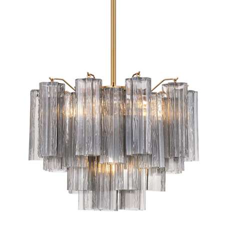 Crystorama Lighting Group Addis 6 Light 20" Wide Chandelier with Smoke Tronchi Glass Aged Brass