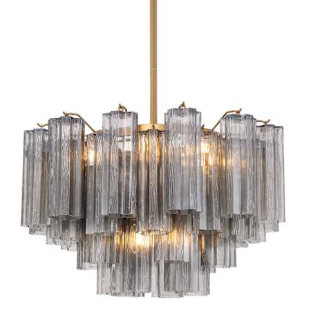 Crystorama Lighting Group Addis 9 Light 22" Wide Chandelier with Smoke Tronchi Glass Aged Brass
