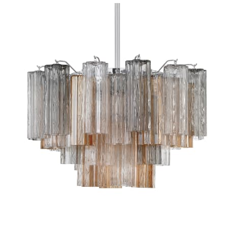 Crystorama Lighting Group Addis 9 Light 22" Wide Waterfall Chandelier with Autumn Glass Shades Polished Chrome