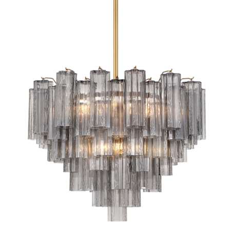 Crystorama Lighting Group Addis 12 Light 27" Wide Chandelier with Smoke Tronchi Glass Aged Brass