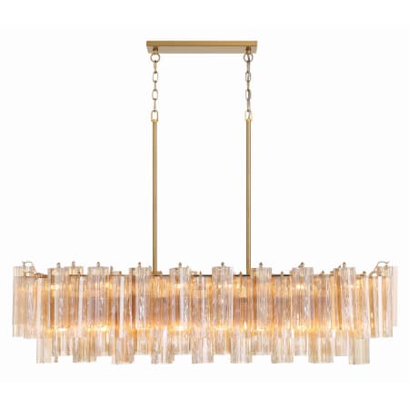 Crystorama Lighting Group Addis 14 Light 52" Wide Crystal Linear Chandelier with Amber Crystal Shades Aged Brass