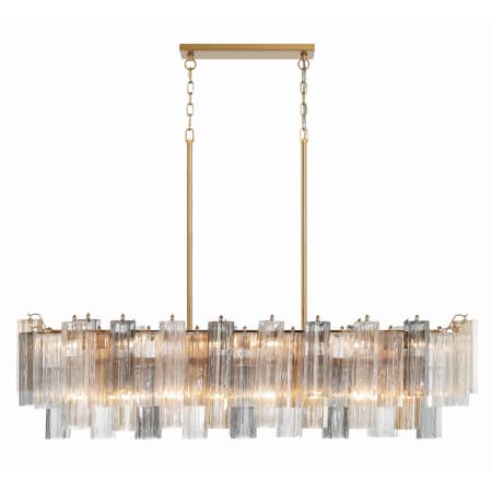 Crystorama Lighting Group Addis 14 Light 52" Wide Crystal Linear Chandelier with Autumn Crystal Shades Aged Brass