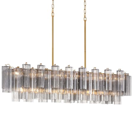 Crystorama Lighting Group Addis 14 Light 52" Wide Linear Chandelier with Smoke Tronchi Glass Aged Brass