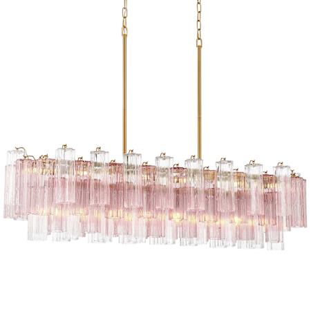 Crystorama Lighting Group Addis 14 Light 52" Wide Linear Chandelier with Spring Tronchi Glass Aged Brass