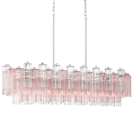 Crystorama Lighting Group Addis 14 Light 52" Wide Linear Chandelier with Spring Tronchi Glass Polished Chrome