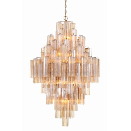 Crystorama Lighting Group Addis 20 Light 31" Wide Crystal Waterfall Chandelier with Amber Crystal Shades Aged Brass