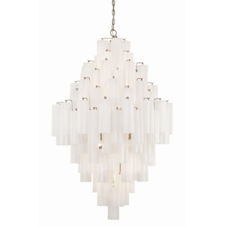Crystorama Lighting Group Addis 20 Light 31" Wide Crystal Waterfall Chandelier with White Crystal Shades Aged Brass