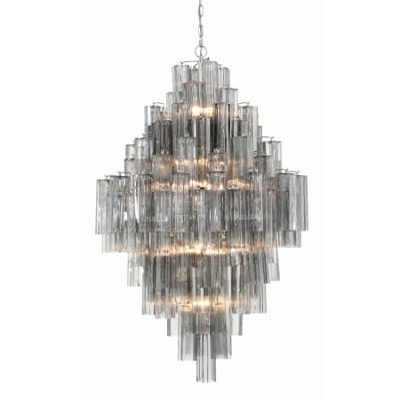 Crystorama Lighting Group Addis 20 Light 31" Wide Crystal Waterfall Chandelier with Smoke Crystal Shades Polished Chrome