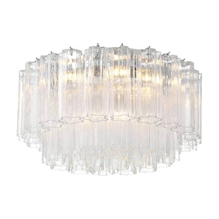 Crystorama Lighting Group Addis 7 Light 22" Wide Flush Mount Drum Ceiling Fixture with Clear Tronchi Glass Shade Polished Chrome