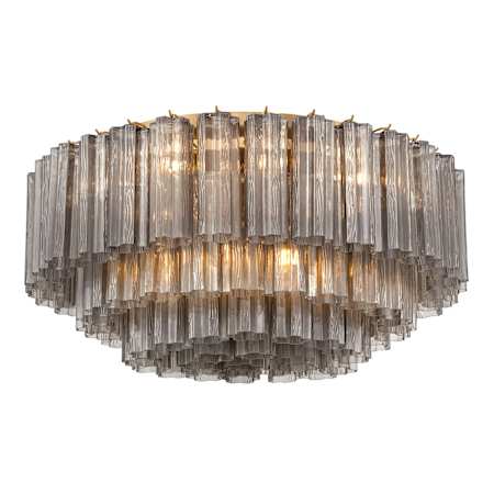 Crystorama Lighting Group Addis 16 Light 32" Wide Flush Mount Ceiling Fixture with Smoke Tronchi Glass Aged Brass
