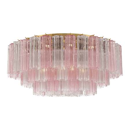 Crystorama Lighting Group Addis 16 Light 32" Wide Flush Mount Ceiling Fixture with Spring Tronchi Glass Aged Brass