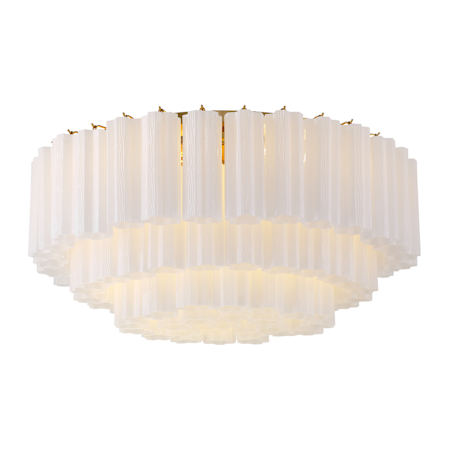 Crystorama Lighting Group Addis 16 Light 32" Wide Flush Mount Drum Ceiling Fixture with Frosted Tronchi Glass Shade Aged Brass