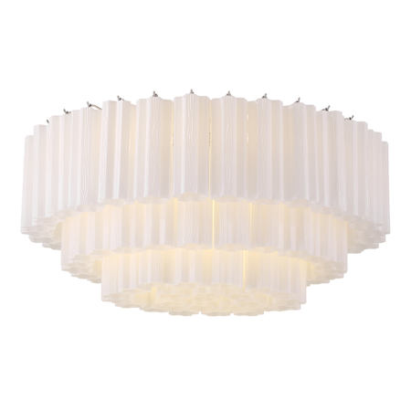 Crystorama Lighting Group Addis 16 Light 32" Wide Flush Mount Drum Ceiling Fixture with Frosted Tronchi Glass Shade Polished Chrome