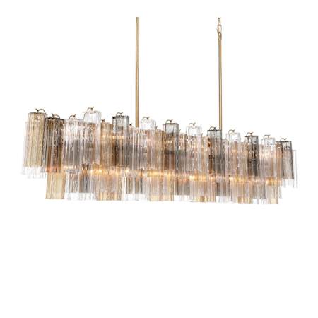 Crystorama Lighting Group Addis 16 Light 65" Wide Linear Chandelier with Autumn Glass Shades Aged Brass