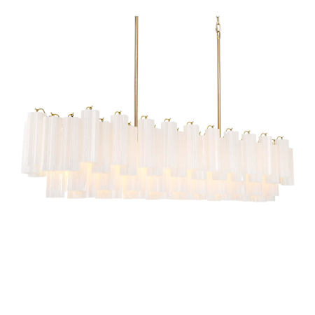 Crystorama Lighting Group Addis 16 Light 65" Wide Linear Chandelier with White Glass Shades Aged Brass