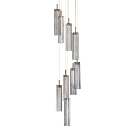 Crystorama Lighting Group Addis 12" Wide Multi Light Pendant with Smoke Glass Shades Aged Brass