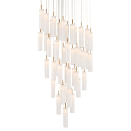Crystorama Lighting Group Addis 36" Wide Multi Light Pendant with White Glass Shades Aged Brass