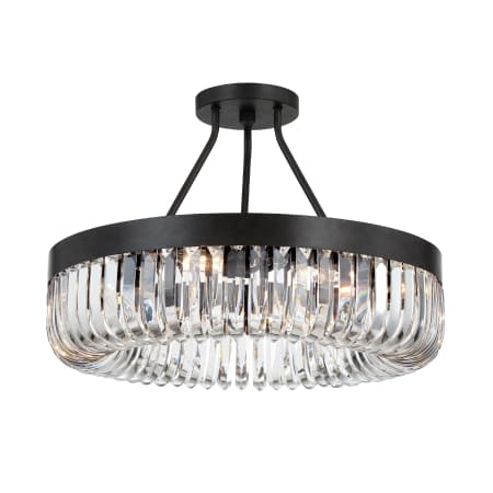 Crystorama Lighting Group Alister 8 Light 23" Wide Semi-Flush Ceiling Fixture with Clear Glass Shade Charcoal Bronze