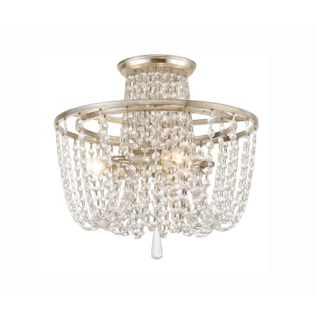 Crystorama Lighting Group Arcadia 3 Light 15" Wide Semi-Flush Bowl Ceiling Fixture with Hand Cut Crystal Accents Antique Silver
