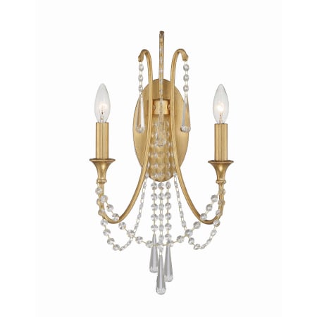Crystorama Lighting Group Arcadia 2 Light 21" Tall Wall Sconce with Hand Cut Crystal Accents Antique Gold