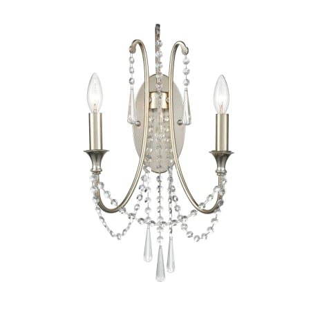 Crystorama Lighting Group Arcadia 2 Light 21" Tall Wall Sconce with Hand Cut Crystal Accents Antique Silver