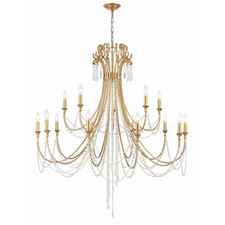 Crystorama Lighting Group Arcadia 15 Light 46" Wide Crystal Candle Style Chandelier with Hand Cut Crystal Accents Antique Gold
