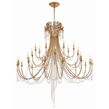 Crystorama Lighting Group Arcadia 28 Light 61" Wide Crystal Candle Style Chandelier with Hand Cut Crystal Accents Antique Gold