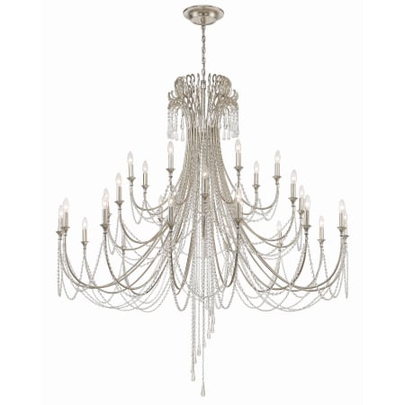 Crystorama Lighting Group Arcadia 28 Light 61" Wide Crystal Candle Style Chandelier with Hand Cut Crystal Accents Antique Silver