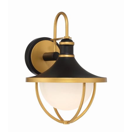 Crystorama Lighting Group Atlas 14" Tall Outdoor Wall Sconce Matte Black / Textured Gold