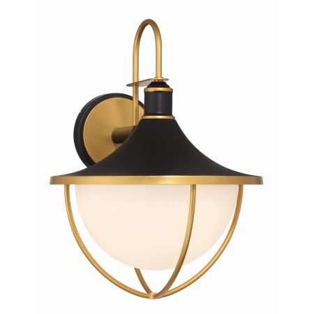 Crystorama Lighting Group Atlas 3 Light 22" Tall Outdoor Wall Sconce Matte Black / Textured Gold