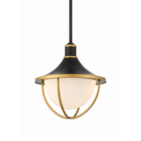 Crystorama Lighting Group Atlas 3 Light 17" Wide Outdoor Pendant Matte Black / Textured Gold