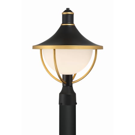 Crystorama Lighting Group Atlas 19" Tall Post Light Matte Black / Textured Gold