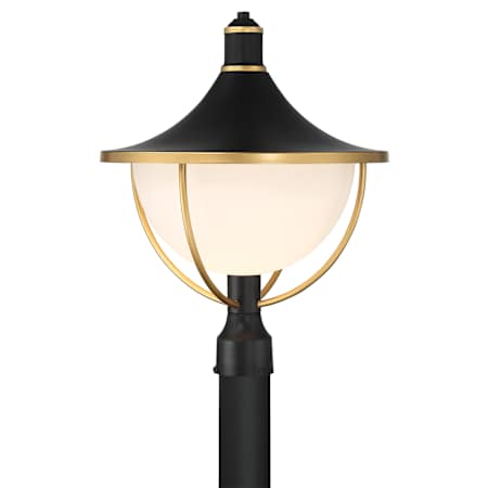 Crystorama Lighting Group Atlas 21" Tall Post Light with Frosted Glass Shade Matte Black / Textured Gold
