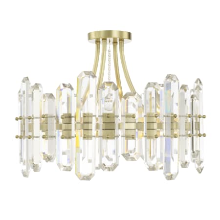 Crystorama Lighting Group Bolton 4 Light 21" Wide Semi-Flush Drum Ceiling Fixture with Clear Faceted Crystal Accents Aged Brass