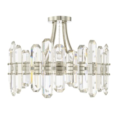 Crystorama Lighting Group Bolton 4 Light 21" Wide Semi-Flush Drum Ceiling Fixture with Clear Faceted Crystal Accents Polished Nickel