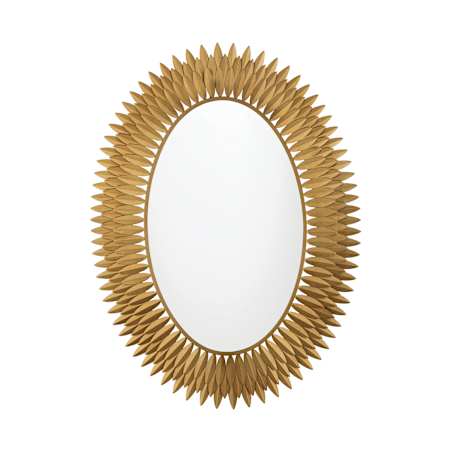 Crystorama Lighting Group Broche 31-1/4"W x 42-1/4"H Oval / Sunburst Flat Steel Framed Accent Mirror Antique Gold