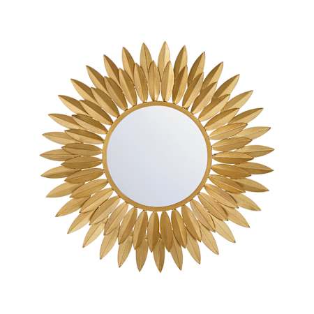 Crystorama Lighting Group Broche 20" Sunburst Flat Steel Framed Accent Mirror Antique Gold