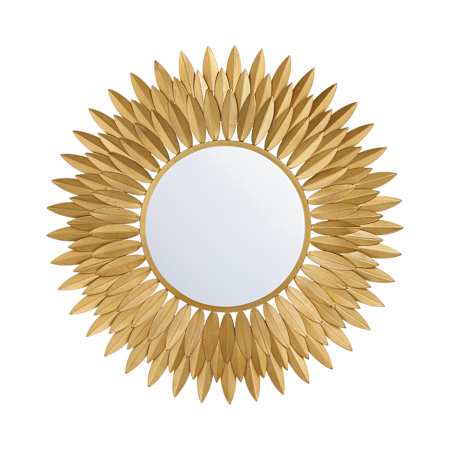Crystorama Lighting Group Broche 24" Sunburst Flat Steel Framed Accent Mirror Antique Gold