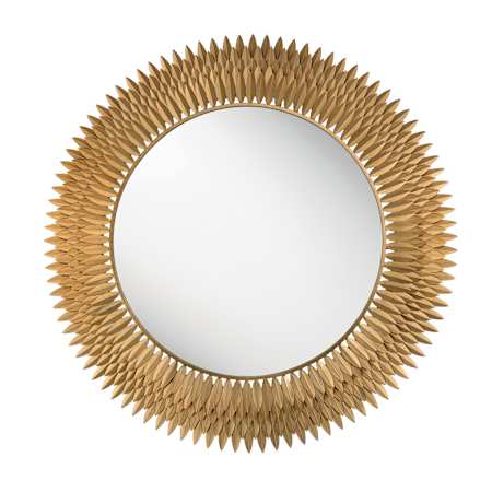 Crystorama Lighting Group Broche 46-3/4" Circular / Sunburst Flat Steel Framed Accent Mirror Antique Gold