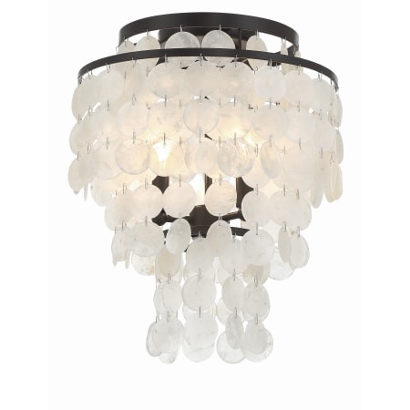 Crystorama Lighting Group Brielle 3 Light 13" Wide Flush Mount Waterfall Ceiling Fixture with Shell Shade Dark Bronze